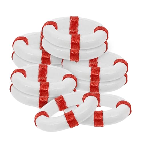 BESPORTBLE 30 Pièces Mini-Jouet bouée de Vie Jouet Miniature bouée Miniature Jouets Toys Jeu de décor Mini bouée de Sauvetage de Natation océan Accessoires Enfant en Bois Rouge