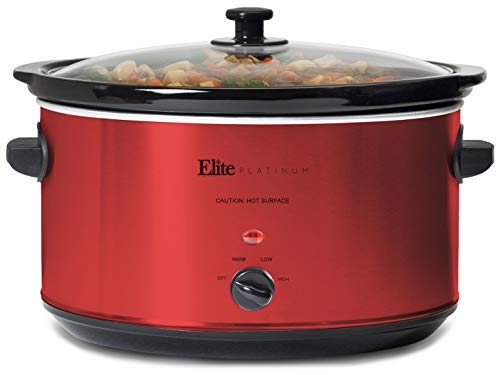 Elite Platinum MST-900R Stainless Steel Slow Cooker, Dishwasher-Safe with Tempered Glass Lid, Cool