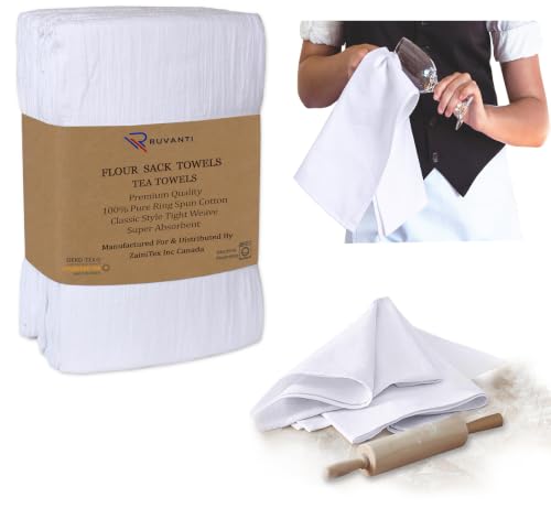 RUVANTI Flour Sack Towels 12 Pack 28”x...