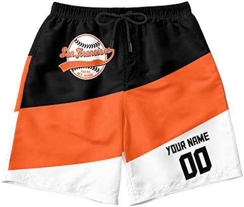 NKAA Custom Fans Gift Men's Baseball City Shorts Casual Drawstring Summer Beach Shorts with Elastic Waist Add Your Name One Size
