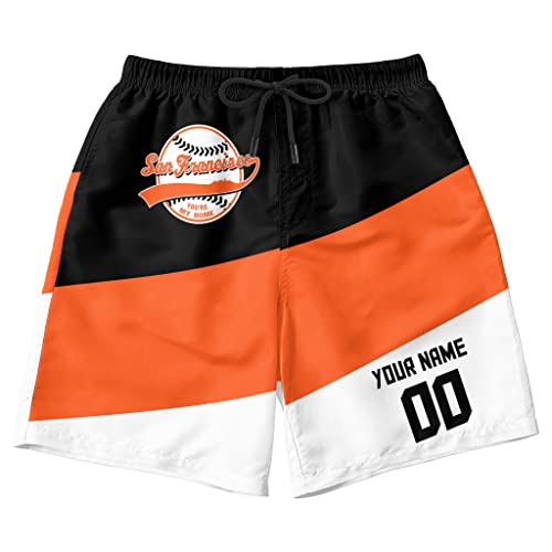 Nkaa Custom Fans Gift Men's Baseball City Shorts Casual Drawstring Summer Beach Shorts With Elastic Waist Add Your Name One Size #TOP1
