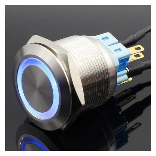 Bouton-poussoir verrouillage 25mm 6V bleu DPST commutateur métallique pour auto et marine DIY