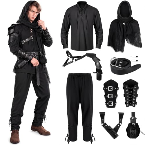 Panitay 8 Pcs Men's Renaissance Costume Set Male, Medium, Stylish Color