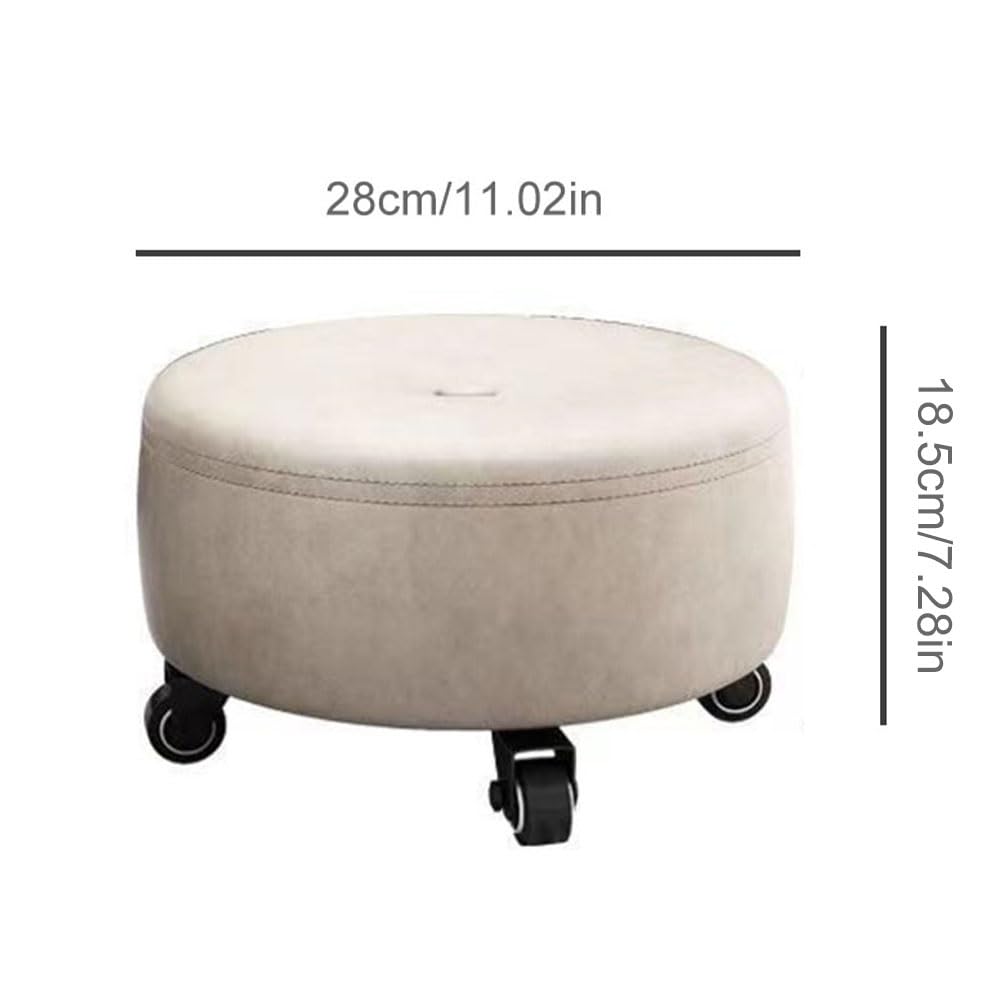 Sgabello basso girevole in pelle PU con ruote girevoli per casa, ufficio, massaggio, giardino, negozio