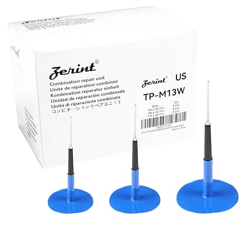 ZERINT TP-M13W Combination Repair Unit Kit, Tire Repair Patch Plug Kit 1/6' x 1 3/8', 1/4' x 1 3/4' and 3/8' x 2 3/8' Wrapped stem 8 pcs Each