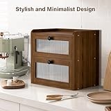 Gvdeirn 2-Layer Bread Bin, Double Bread Bin for Kitchen Countertop, Double Layer Breads Container with Front Opening Vintage Cupboard for Homemade Breads to Keep Fresh (Brown) - Image 3