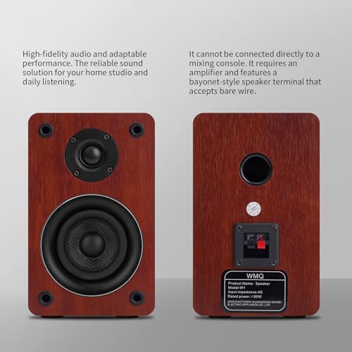 Image of 40W*2 Passive Bookshelf Speakers for Home Theater Surround Sound, Stereo, and Passive Near Field Monitor, 2-Way,Requires a Receiver or Amplifier (Brown, Pair)