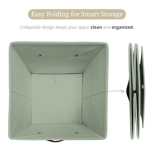 Image of DECOMOMO Storage Baskets 13x15x13 Storage Cube Bins with Label Holders, Kallax Storage Cubes for Organizing Shelves Nursery Toy (Kallax / 4pcs, Green)
