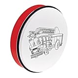 Customizable Frame Drum with Stencil Design and Markers, Fire Truck Graphic — NOT MADE IN CHINA — 10