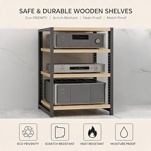 Rack audio stéréo à 5 niveaux et support meuble multimédia ouvert réglable - 4