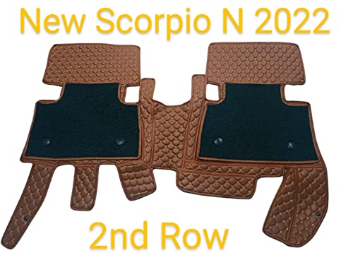Image of Scorpio New 2022 7D Prime Mats with Boot Mats (Tan with Beige) +Free Scorpio N Car TPU Key Cover Worth Rs.390