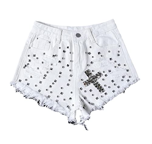 Short de cowboy blanc pour les festivals d'été en jean S