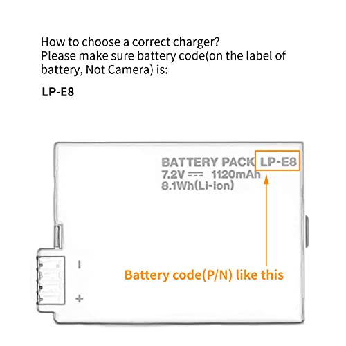 LP-E8 USB Caricatore per Canon EOS 550D, EOS 600D