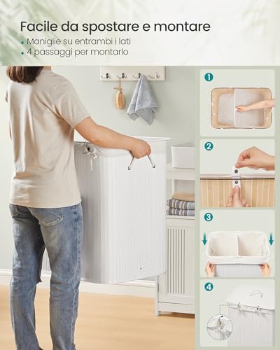 Foto SONGMICS Cesta Portabiancheria Bambù 5