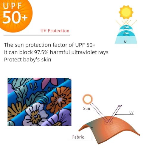Image of UMELOK Baby Girl One Piece Swimsuit Infant Rash Guard Bathing Suit | UPF 50+ Sun Protection Swimwear,Full Zip,Long Sleeves,Soft And Comfortable Fabric,Swimming Pool,Beach