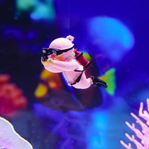Image of 2-Pack Floating Fish Tank Decorations, Little Diver Aquarium Decoration Aquarium Accessories Fish Playmate for Fish Tank Suitable for All Kinds of Fish Tanks(Pink)