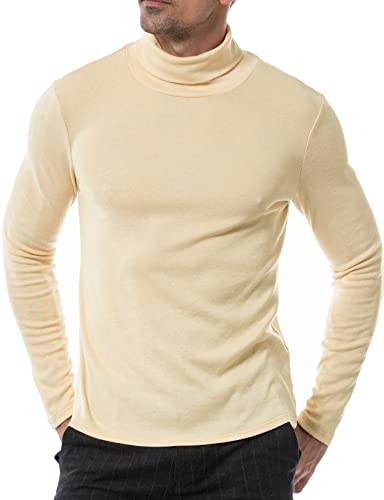 LucMatton Herren Pullover mit Langen Ärmeln und Rollkragenpullover Beige Groß Cover