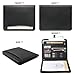 Ringsun PU Leather Portfolio for Men, Leather Padfolio Business Resume Portfolio for A4/Pad, Leather Portfolio Folder Organizer, Black