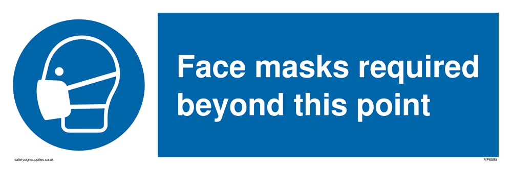Pack of five - Face masks required beyond this point Sign - 300x100mm - L31