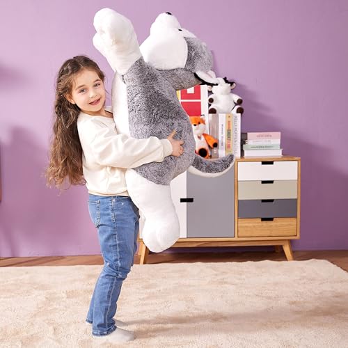 Image of IKASA Large Husky Soft Toy Giant Cuddly Toy, 78 cm Dog Large Plush Toy, Huge Fluffy Soft Jumbo Plush Toy, Gift for Children