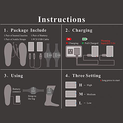 Dr.Warm Rechargeable Heated Insoles Battery Powered Foot Warmers for Men and Women Winter Hunting Boots Shoes Sneaker Ice Fishing Hiking Camping