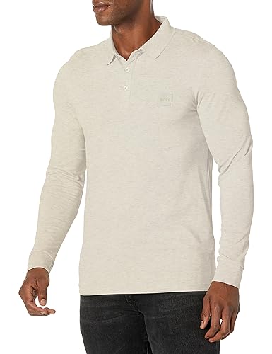 BOSS Square Patch Logo Slim Fit Long Sleeve Polo Shirt