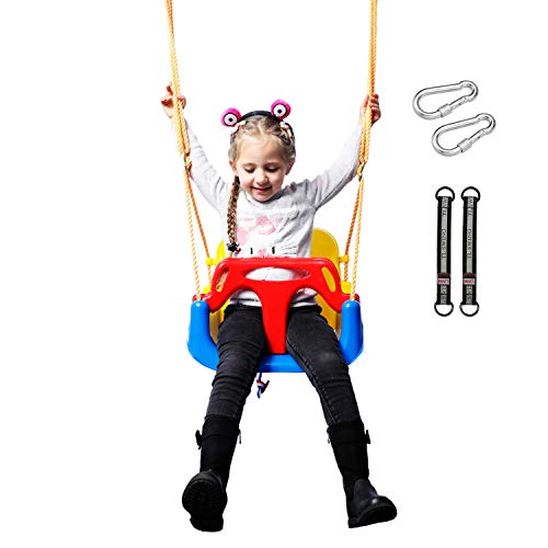 REDCAMP 3-in-1 Ajustable Toddler Swing Seat，High-Back Baby Swing Chair with Safety Strap,Ideal for Garden Indoor Outdoor Playground,6 months - teens,Blue