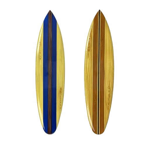 Planche de surf déco bois sculpté Zeckos 99cm pour suspendre sur mur style océan et bord de mer