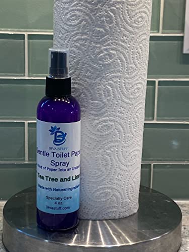 diva stuff soothing and gentle toilet paper spray instant wet wipes will not clog toilets all natural ingredients safe and smells fresh tea tree and lime scent 4 oz