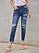 Dokotoo Womens Distressed Raw Hem Washed Jeans Ripped Denim Pants Stretch 2021 Fashion Blue Large