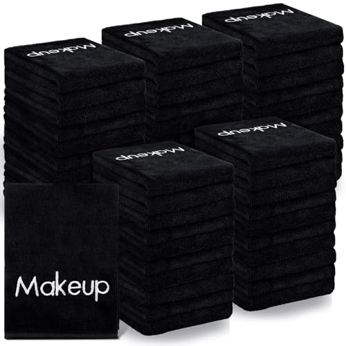 Shimeyao 50 Pack Makeup Towels Black Makeup Washcloths for Face Microfiber Remover Cloth 13x13 Inch Quick Dry Face Towels for Cleansing Hand
