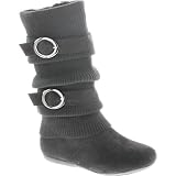 TOP Moda Sweater Slouchy Buckle Top Calf Wedge Boot Bank-21 Black (10)