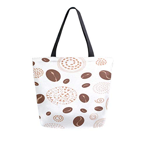 Preisvergleich Produktbild Kaffeebohnen Duftende Tragbare Große Doppelseitige Casual Canvas Tragetaschen Handtasche Schulter Wiederverwendbare Einkaufstaschen Reisetasche Für Frauen Männer Lebensmittelgeschäft Reise