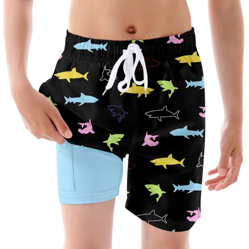 BFUSTYLE Boys Swim Trunks Kid Swim Short with Compression Liner Little Boys Bathing Suit