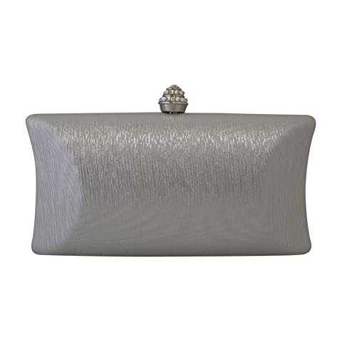 Chicastic Rhinestone Crystal Clasp Hard Box Wedding Evening Bag Bridal Cocktail Clutch Purse Silver Cover