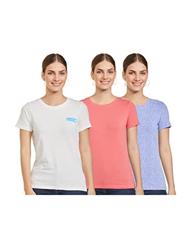 Amazon Brand - Symbol Women's Regular T-Shirt (SYM-AW22WTE-003_Rose,White,Violet_S)