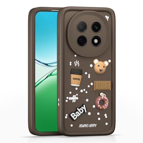 Image of Pikkme Back Cover for Oppo F29 Pro 5G | Cute Fun Cartoon 3D Bear Silicone Full Body Protection Bumper Case (Brown) | Cute