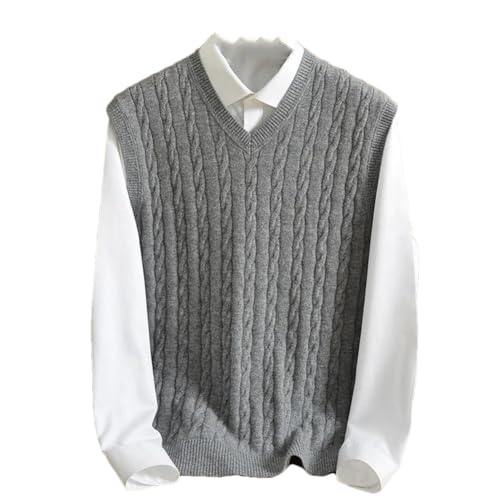 100% Cashmere V Neck Sweater Vest Men's Solid Color Jacquard Vest Thin Sleeveless Bottoning Sweater