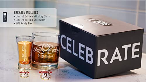 Paris Product. Vintage 1963 Aged To Perfection 60 Whiskey Glass + 2Oz Shot Glass For Men, 60Th Birthday Gift For Men, 60Th Birthday Decorations For Men, 60Th Birthday Gift Ideas, 60Th Party Favors #TOP1