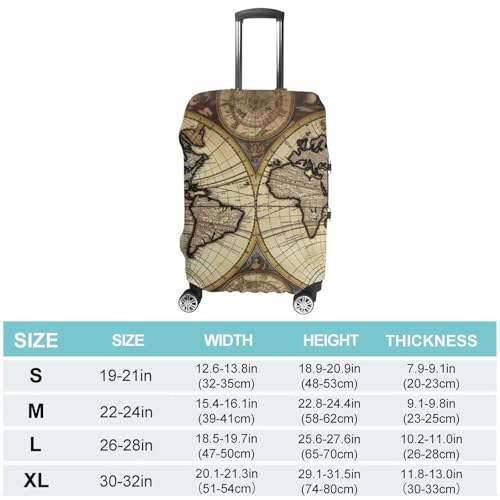 Ancient Map World Globe Luggage Cover, Elastic Luggage Protector Fits 19-32in Suitcases, Washable & Anti-Scratch Suitcase Cover for Men Women S2