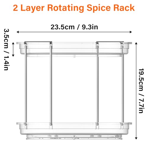 Drucilla 2 Livelli Portaspezie Girevole, 23.5cm Vassoio Girevole Cucina, 360° Vassoio Rotante, Piatto Girevole Porta Tutto, Piatto Girevole Frigorifero per Spezie, Snack, Frutta - immagine 3