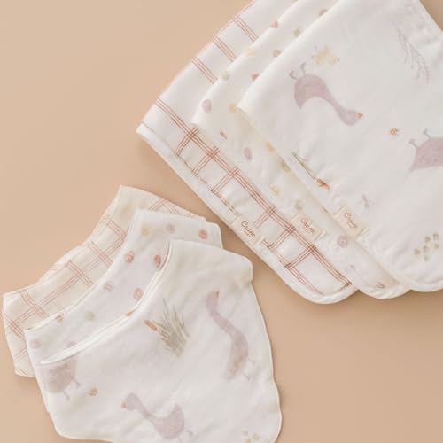 Crane Baby Burp Cloth Set, 3-pc. Charlie Farmhouse Goose Collection, Soft 100% Cotton Muslin Burping Cloths for Baby Boys &Girls, Newborn Burp Rags, Baby Must Haves for Newborns, Farm Nursery Decor4