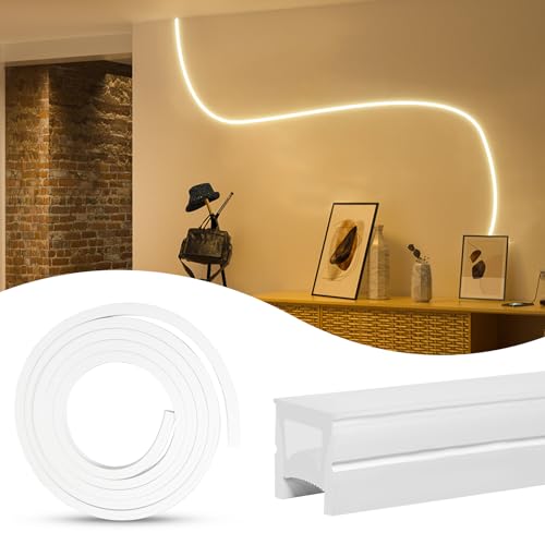 Muzata 16.5FT/5Meter Spotless Silicone LED Channel System Recessed Flexible Tube with Milky White...