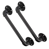 Rural365 Pipe Barn Door Handle, 12in 2pk - Industrial Barndoor Pull Hardware Pipe, Black Rustic Handles Outdoor Grab Bar