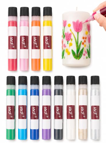 VVF 12-Color Candle Paint Set, 3D Candle Wax Pen with Glitter Silver & Gold