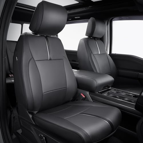 DrCarNow for Ford F150 Front Seat Covers 2015-2023 2024 2025 2026,Only Fit F150 1st Row Bucket Seat(XL,XLT,STX),Black Waterproof Leather Seat Cover Accessories(Only Front Seat by DrCarNow - Used condition - US$93.45