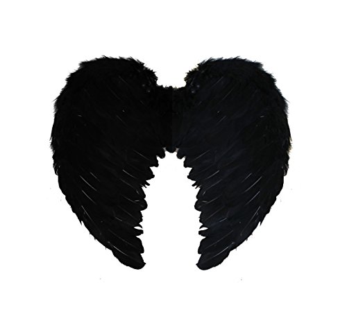 0207VP8TU2F ILOVEFANCYDRESS Grandes Ailes d'ange avec Plumes Noir