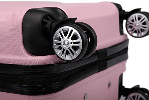 Kono Medium 24 Inch Luggage Lightweight ABS Hard Shell Trolley Travel Case with 4 Wheels Fashion Suitcase (24", Pink)
