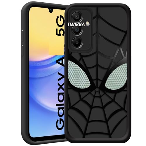 Image of Stylish Spider Back Case Cover Compatible for Samsung Galaxy A35 5G | Spidey Face Mask Case | Soft Silicone | Camera & Full Body Protection | Shock Proof | (Black)