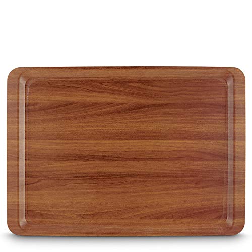 Image of Freelance Nature Kraft Serving Tray Walnut, 43x61 cm, Rectangle, Non-Slip Surface, Decorative Anti-Skid Kitchen & Dining /Coffee Table Trays for Breakfast /Food /Tea - Brown, Made in Europe